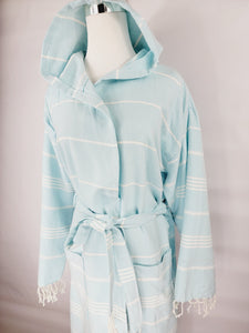 Unisex Robe, Beach or spa Robe with pockets - Sultan Light Blue