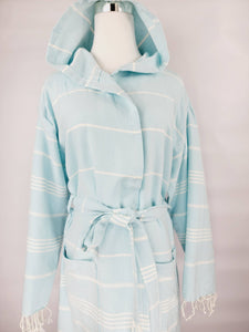 Unisex Robe, Beach or spa Robe with pockets - Sultan Light Blue