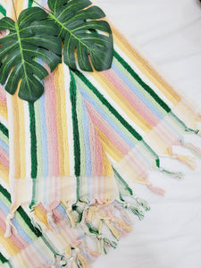 Bath Towels,Stripe Organic Turkish Cotton Towels in Rainbow