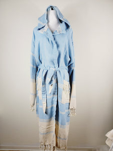 Unisex Robe, Beach or spa Robe with pockets - Light Blue