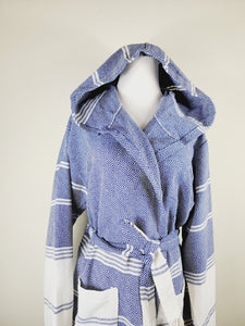 Unisex Robe, Beach or spa Robe with pockets - Blue