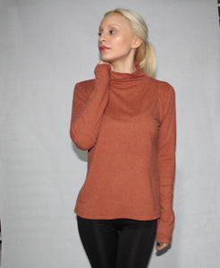 BLUE LONG MOCK NECK SWEATER TOP - EEBRU