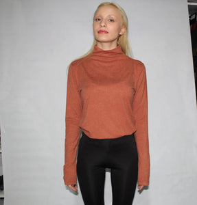 GREEN LONG MOCK NECK SWEATER TOP - EEBRU