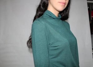 BLUE LONG MOCK NECK SWEATER TOP - EEBRU