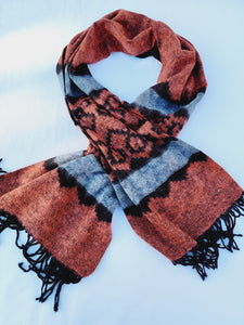 Scarf, Shawl, Extra Soft Unisex Head Cover - Orange/Black