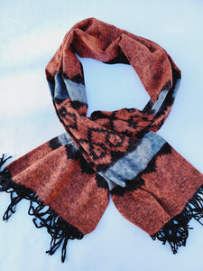 Scarf, Shawl, Extra Soft Unisex Head Cover - Orange/Black