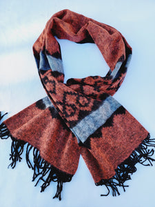 Scarf, Shawl, Extra Soft Unisex Head Cover - Orange/Black