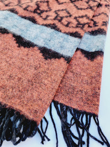 Scarf, Shawl, Extra Soft Unisex Head Cover - Orange/Black