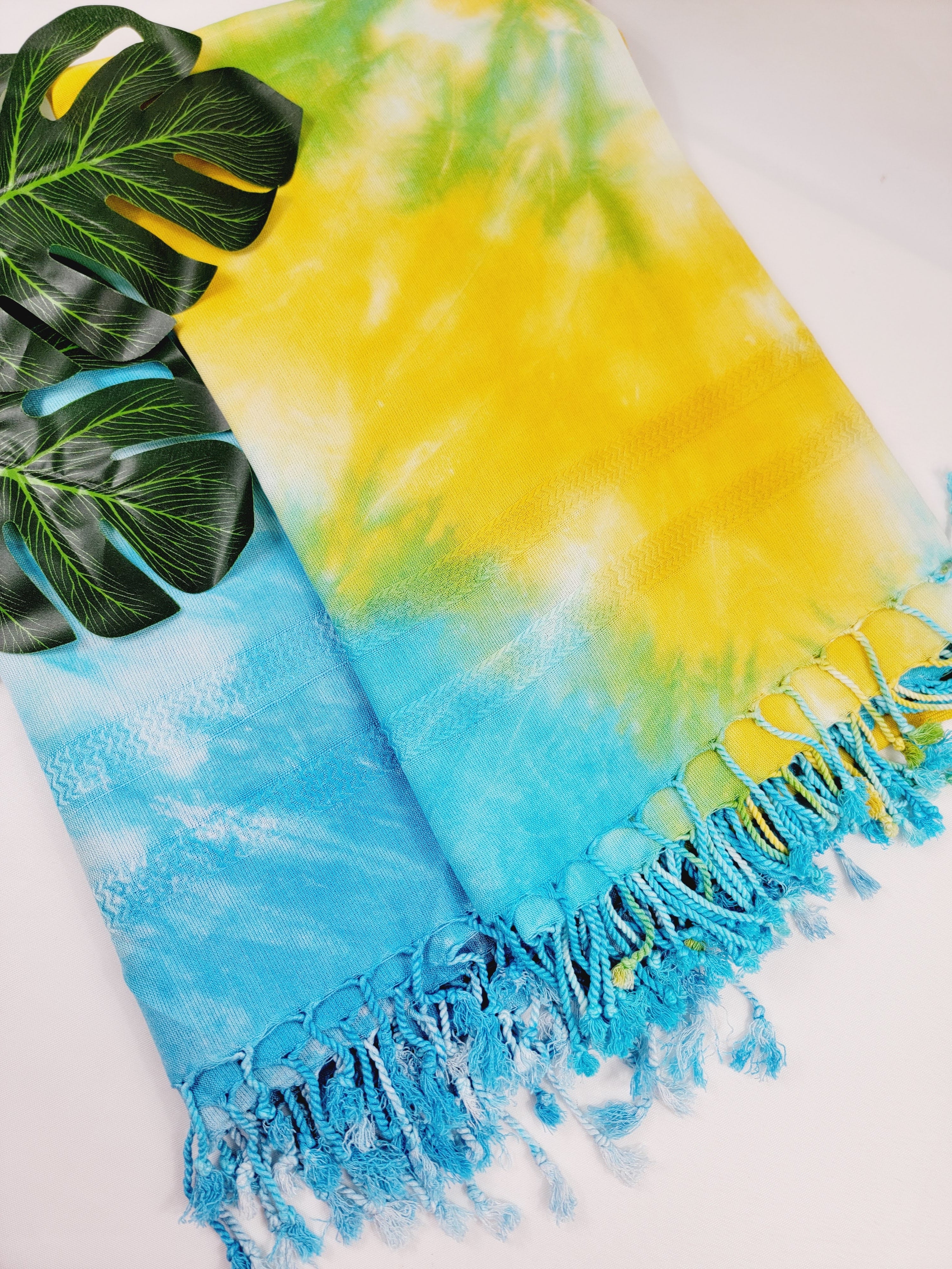 Buy Green Tie and Dye Silk Scarf Online at