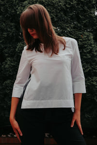 BLOUSE WITH SHORT FRONT 3/4 SLEEVE - EEBRU