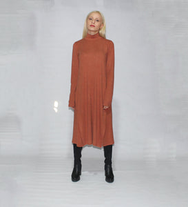 LONG SLEEVE TURTLE NECK DRESS WITH SIDE SLITS - EEBRU