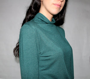 GREEN LONG MOCK NECK SWEATER TOP - EEBRU