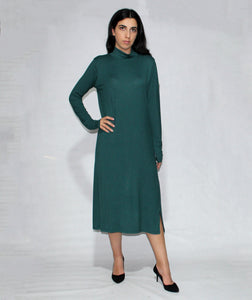 LONG SLEEVE TURTLE NECK DRESS WITH SIDE SLITS - EEBRU